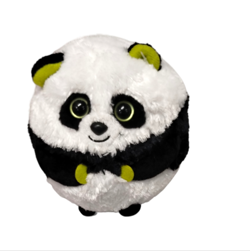 -TY BEANIE BALLZ BONSAI THE PANDA BEAR 5" PLUSH STUFFED ANIMAL ROUND 2011